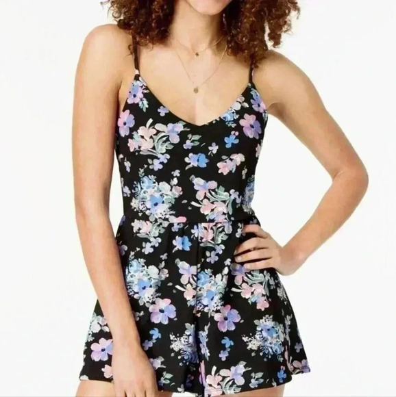 Derek heart black and floral sleeveless romper size large juniors - Picture 11 of 11